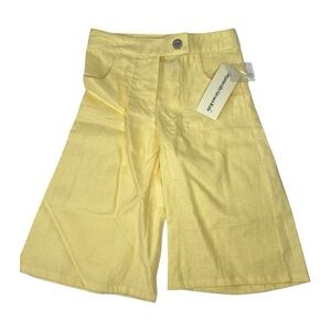 Organically Grown Kids Linen Yellow Wide-Leg Culottes Capri Pants Sz 6x NEW